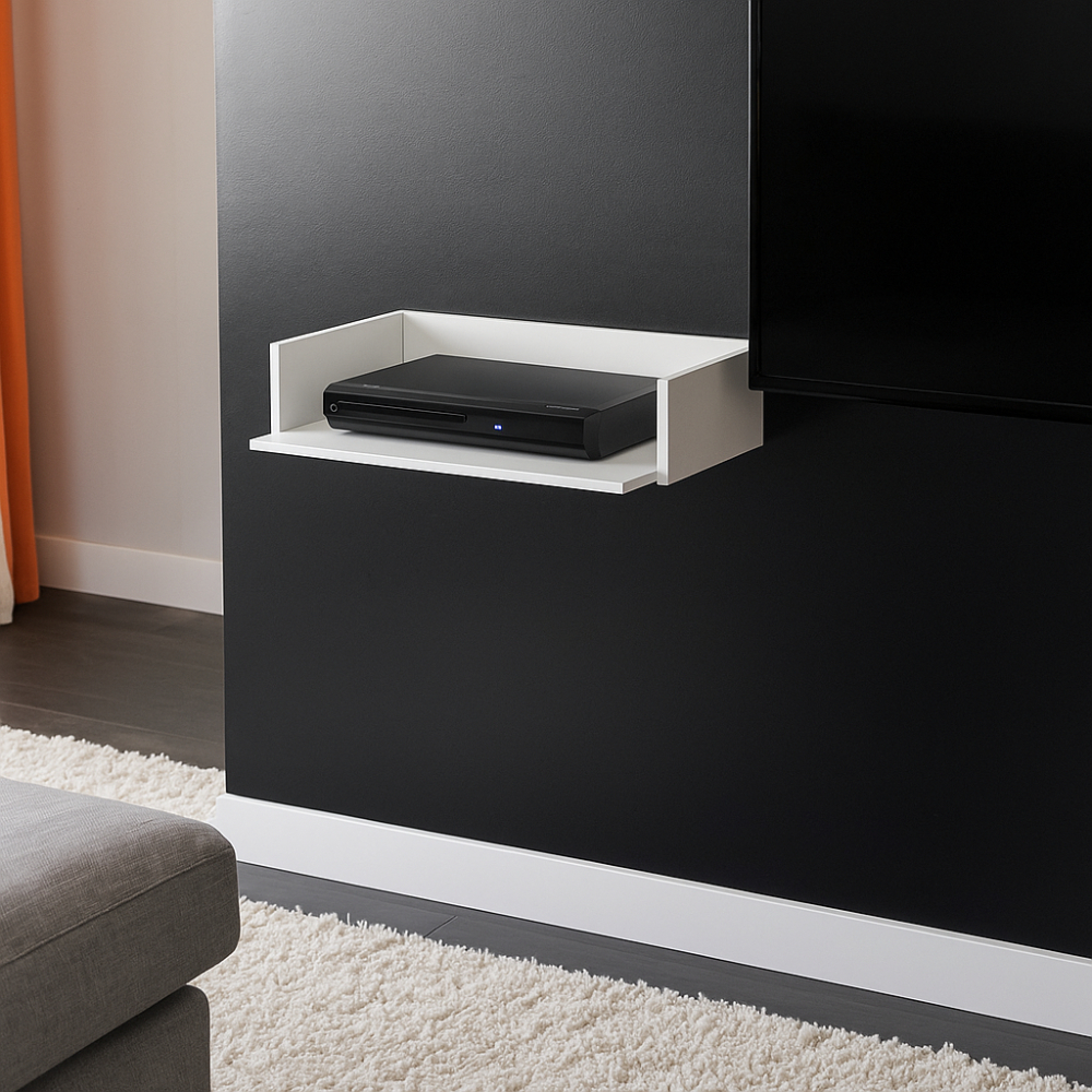 Suporte Parede Impressora Universal Branco MDF Aéreo Suspenso Home Office Escritório Roteador MDF