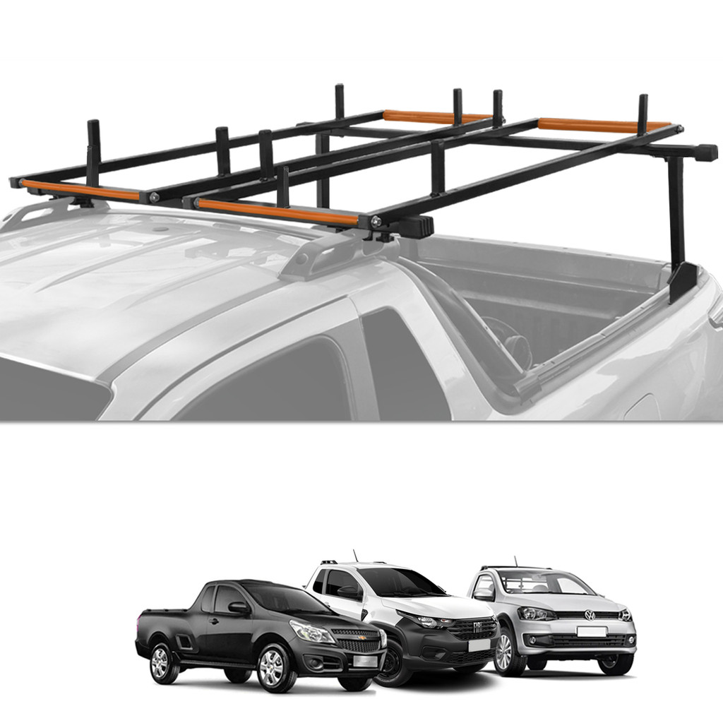 Rack Suporte Porta Escadas Com Rolete Universal Preto para Strada, Saveiro, Toro, Montana e Oroch