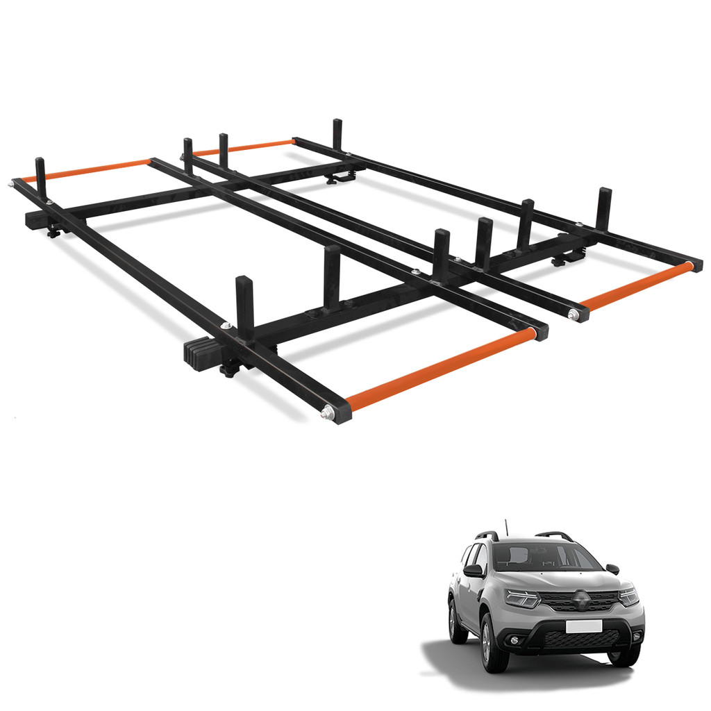 Rack de Teto Para Longarina Suporte Porta Escada Rolete Universal Preto