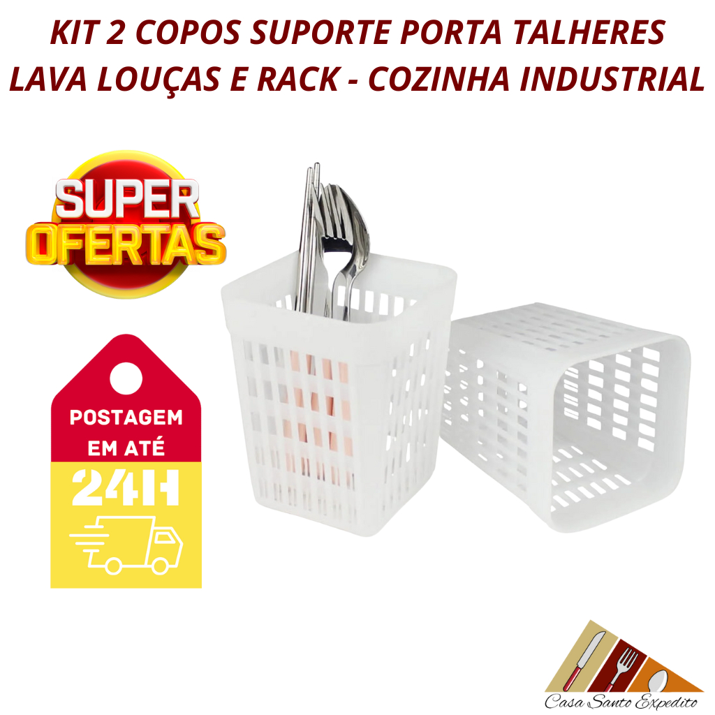 Cesto Copo Suporte Plástico Porta Talheres 2 Unidades Rack Máquina Lava Louças Universal ENVIO IMEDIATO