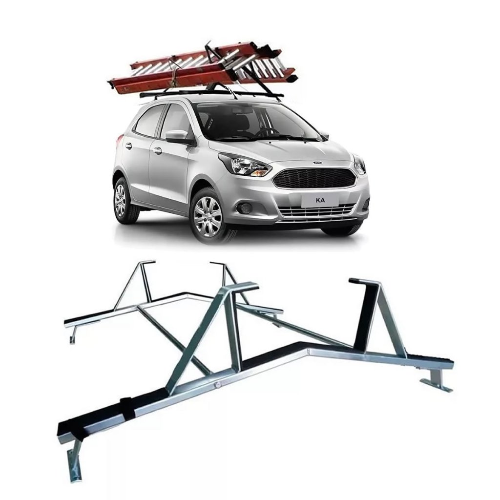 Rack Teto Suporte Porta Escadas Universal Ka Gol Palio Uno Fista Mobi Kwid