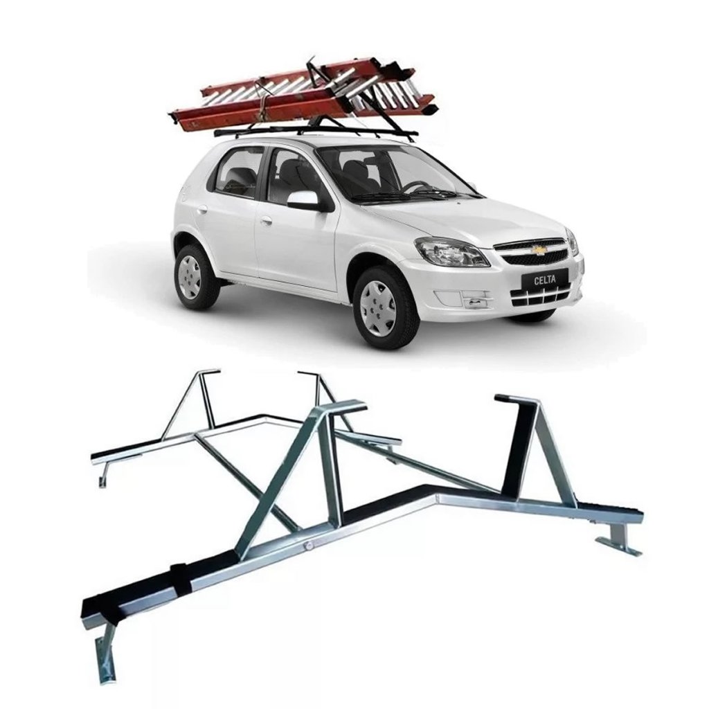 Rack Teto Suporte Porta Escadas Universal Celta Prisma Corsa Gol Palio Uno Ka Fiesta
