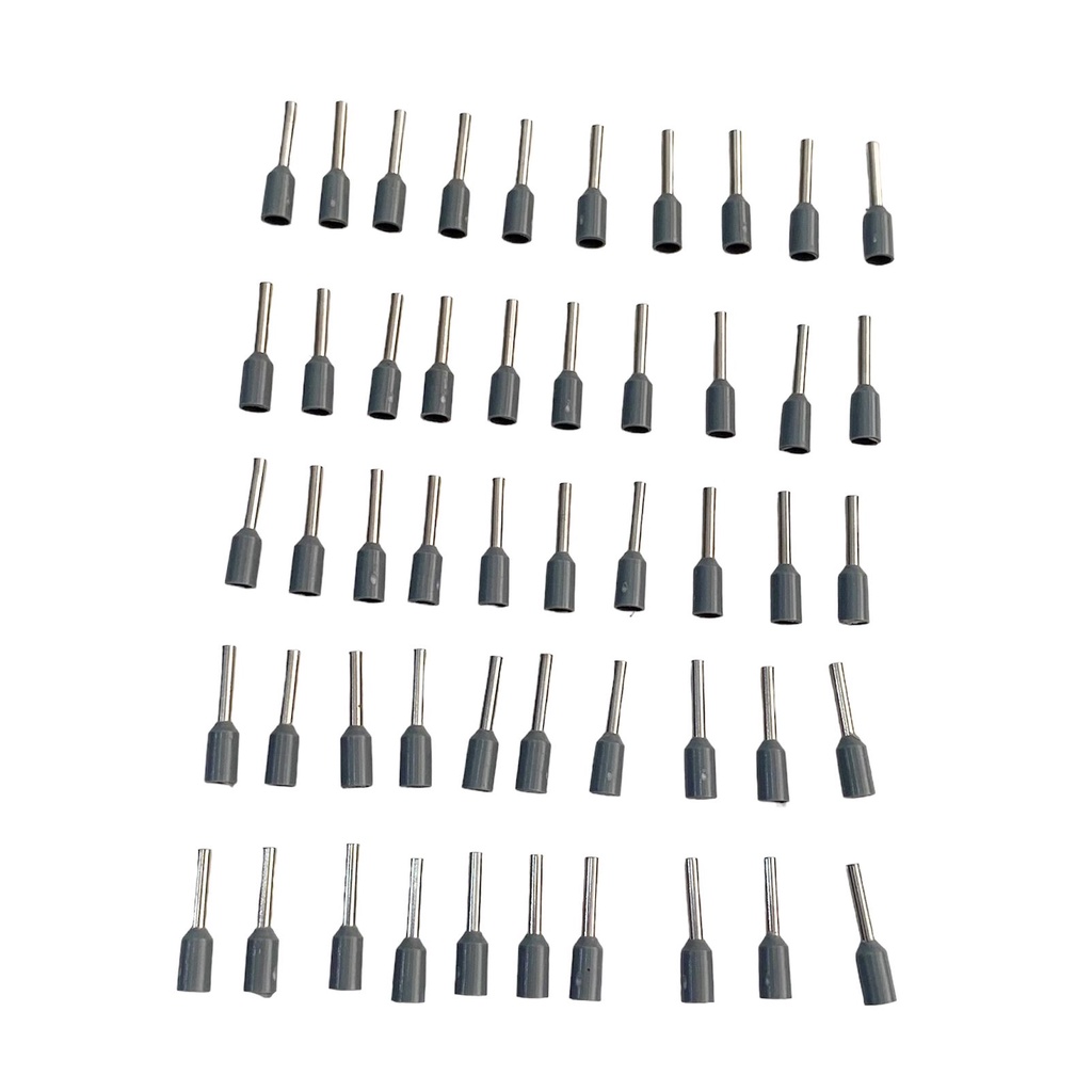 Kit 50 Terminal Tubular Pré Isolado Simples 0,75mm² Cinza