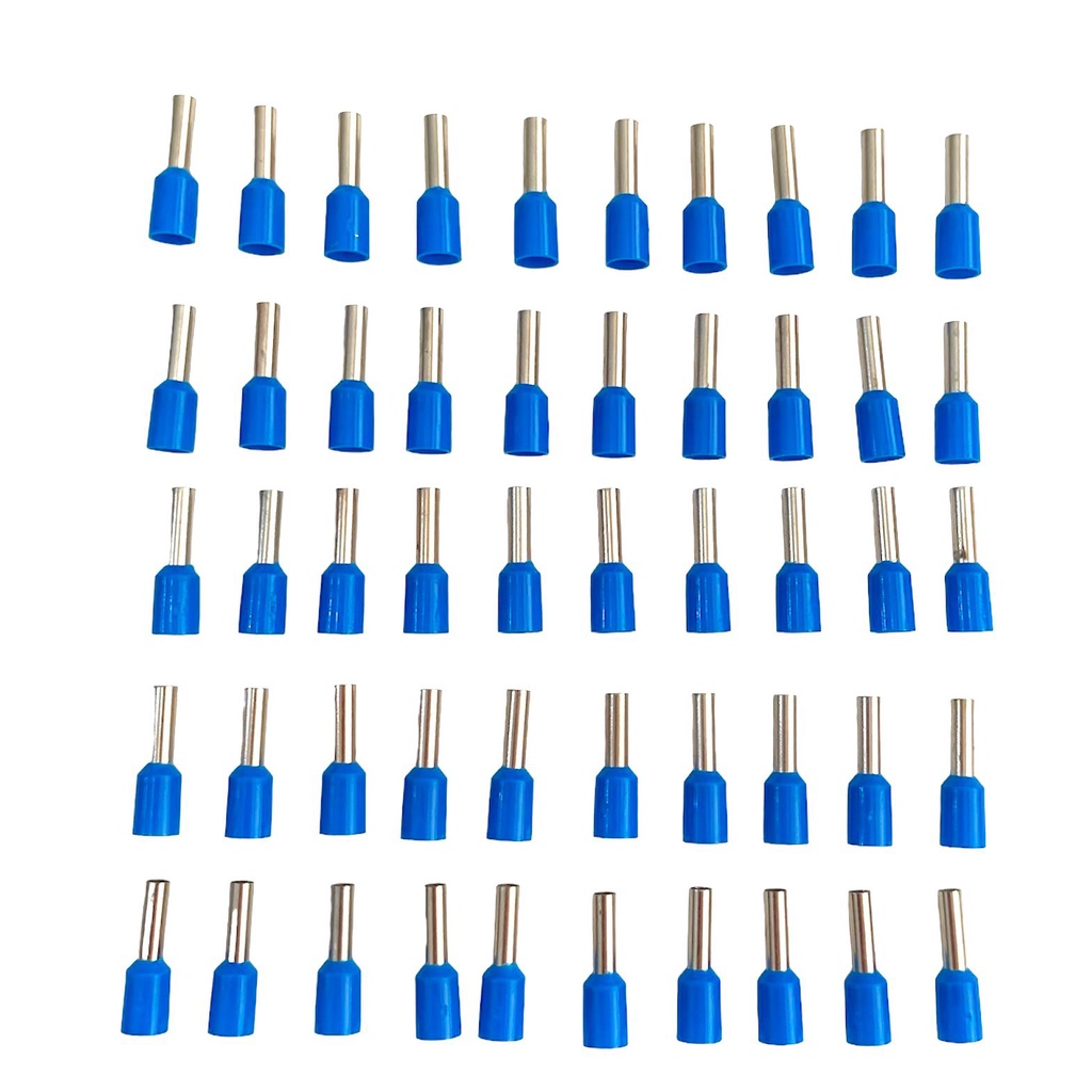Kit 50 Terminal Tubular Pré Isolado Simples 2,5mm² Azul.