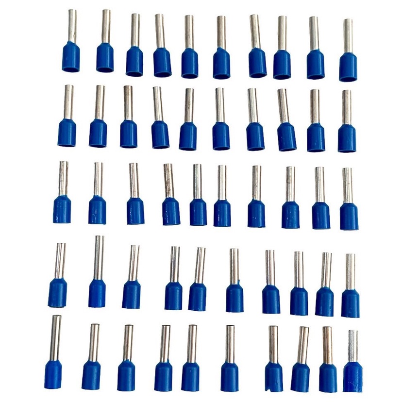 Kit 50 Terminal Tubular Pré Isolado Simples 2,5mm² Azul