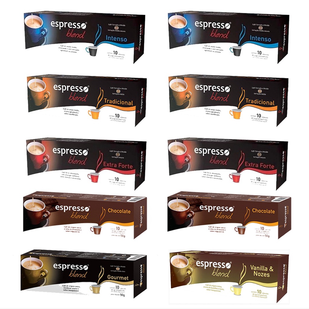 Ultra Kit 100 Cápsulas para Nespresso - Café Expresso Gourmet 6 Sabores Tradicional Intenso Baunilha