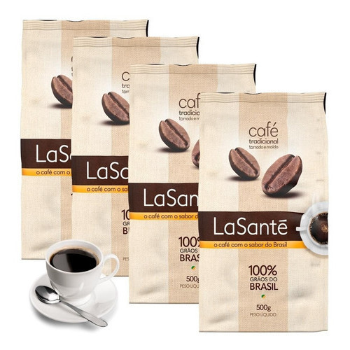 Kit 2kg Café La Sante Torrado E Moído Tradicional 100% Grãos do Brasil Envio Imediato
