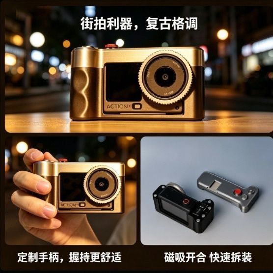 Adequado para DJI Action3/4/5pro/6 Retro rua tiro coelho gaiola abertura magnética fechamento rápido desmontagem caso da