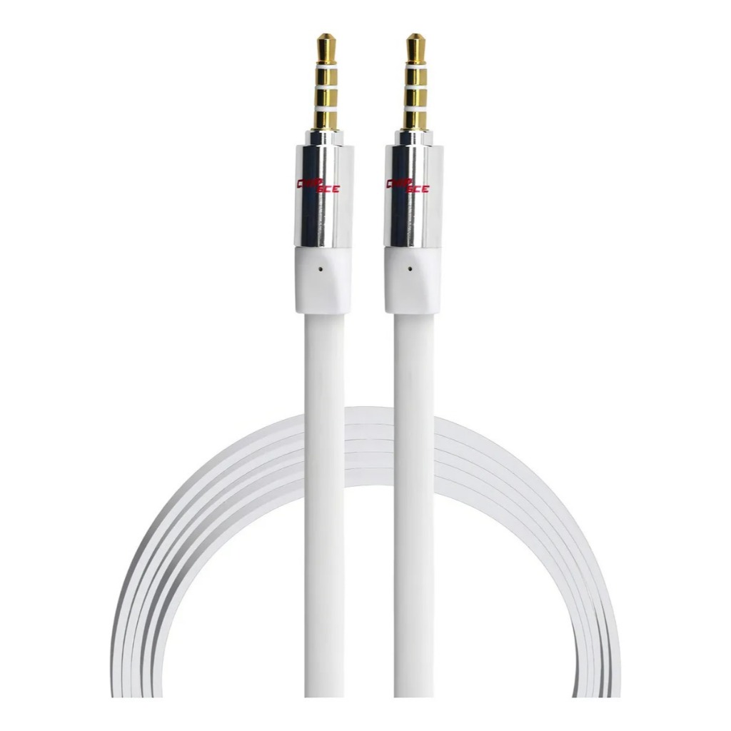 Cabo P2 + P2 Flat Estéreo 100% Cobre Profissional 10 Metros- Performance Sound BRANCO