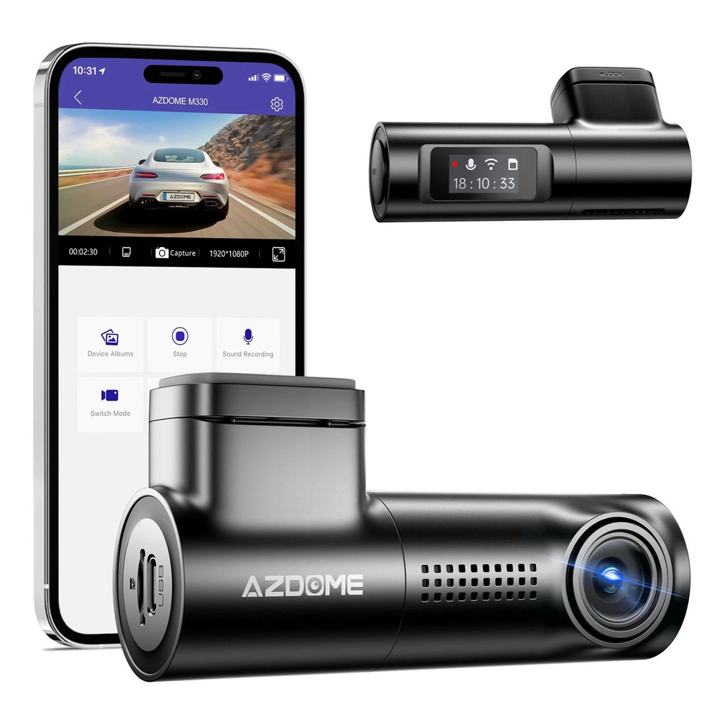 Câmera Veicular Azdome M330 Full HD 1080P DVR Wi-Fi Tela 0,96