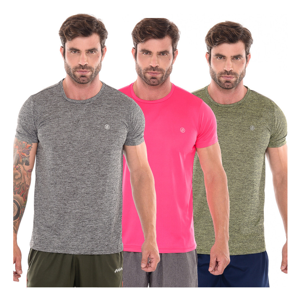 Kit Com 3 Camisetas Dry Ultra Leve Estampada.