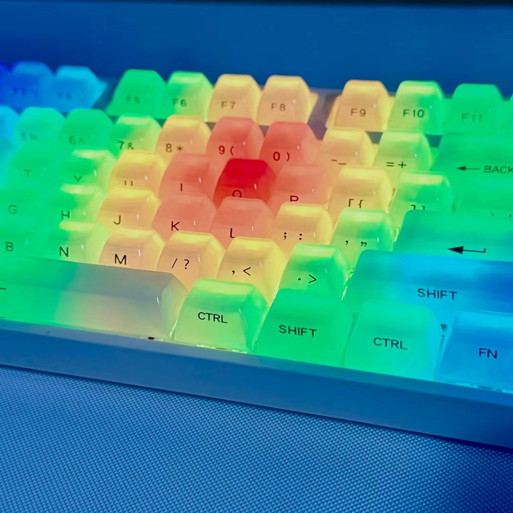 Foggy Transparente Cristal PC Keycaps Perfil OEM Branco Cremoso Impressão Lateral RGB Retroiluminado Para Interruptores