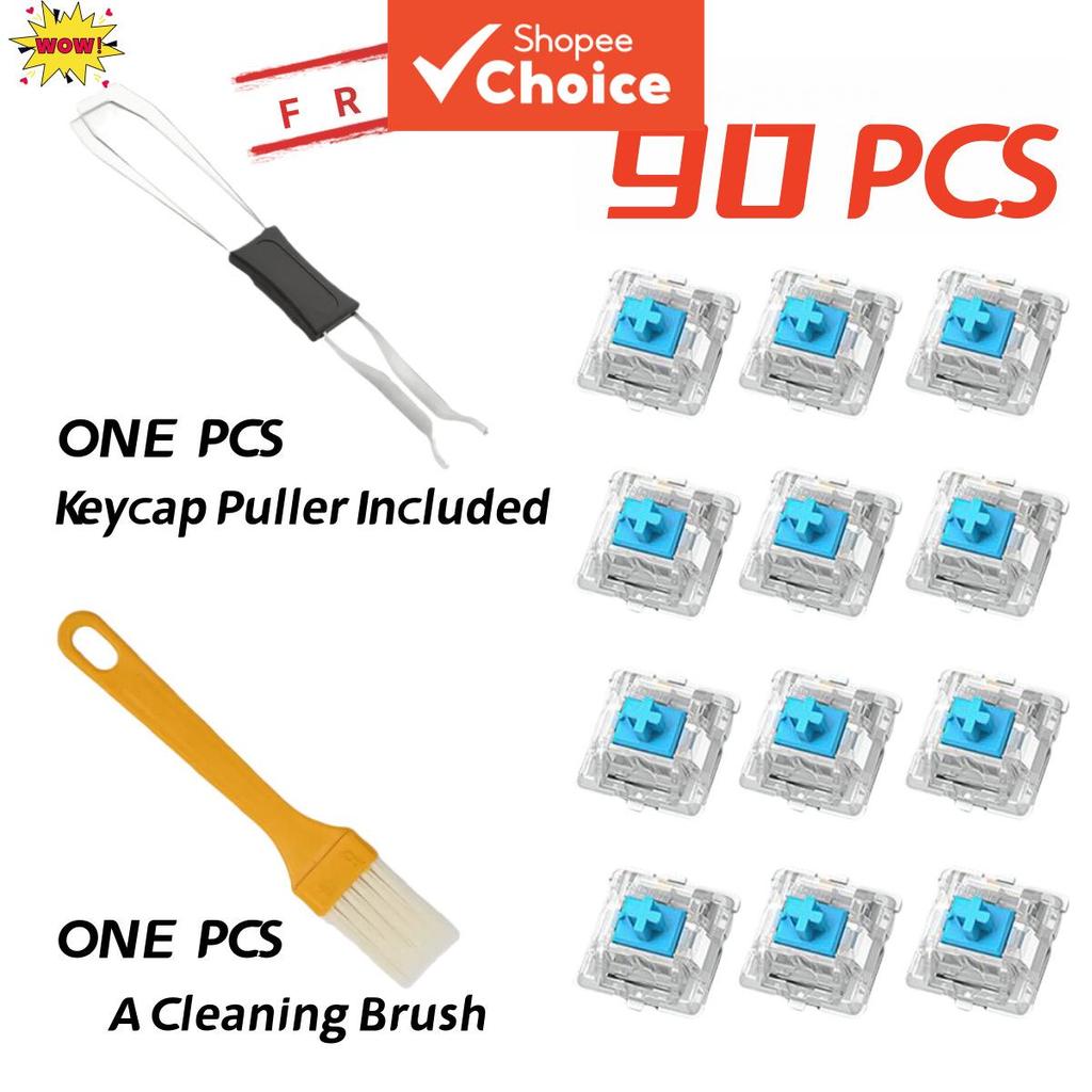 2 em 1 Extrator de Keycap e Removedor de Switch com Escova de Limpeza para Teclados Mecânicos MX