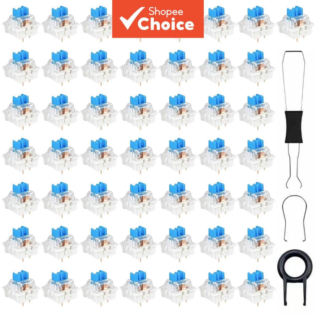Interruptores azuis com clique e sensação tátil 3 pinos, com keycap e extratores de switch para montagens e reparos de