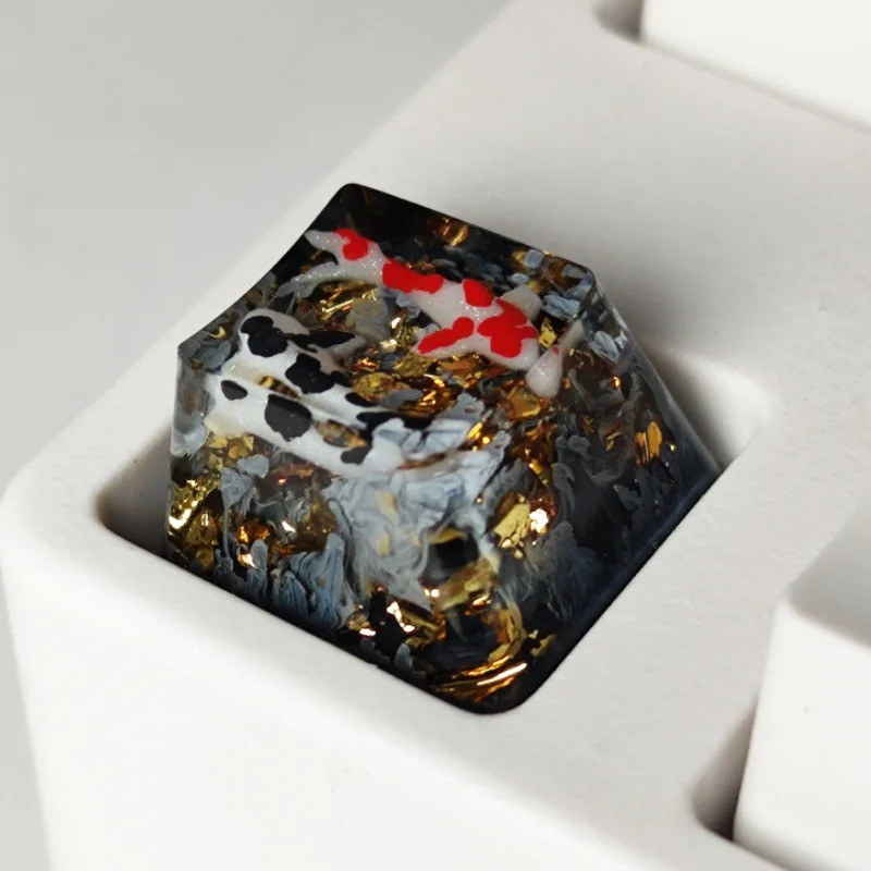 Keycaps Feitos À Mão Cenário Personalizado Koi 1U Resina Para Cereja Mx Switch Gamer Teclado Mecânico Retroiluminado Sub