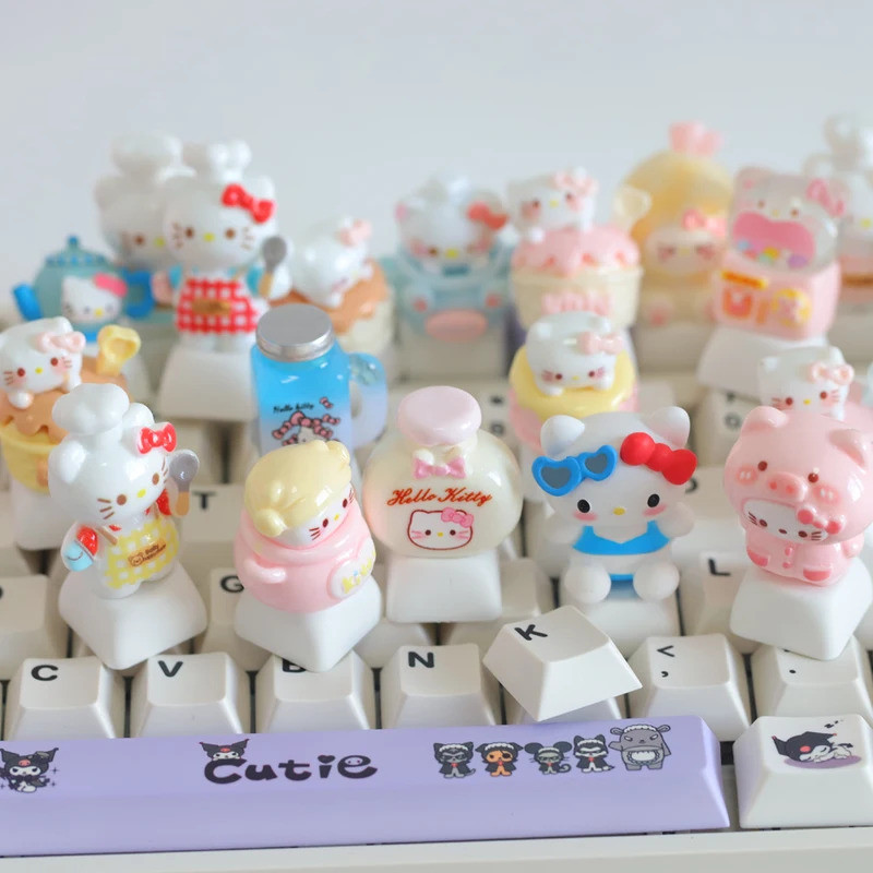 Original Bonito Olá Kitty Keycaps Personalidade Artesanal Para DIY MX-switch Teclado Mecânico Tampas De Chave Presentes