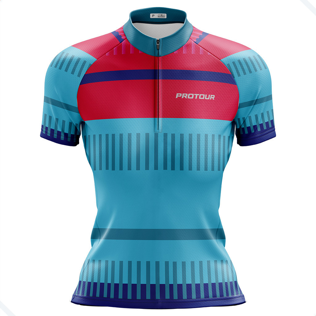 Camisa Ciclismo Feminina Dry Fit com Proteção UV Bike MTB Speed Pro Tour Lear Azul