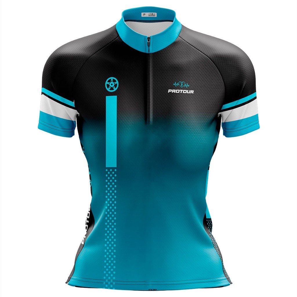 Camisa Ciclismo Feminina Dry Fit com Proteção UV Bike MTB Speed Pro Tour Coroa Degradê
