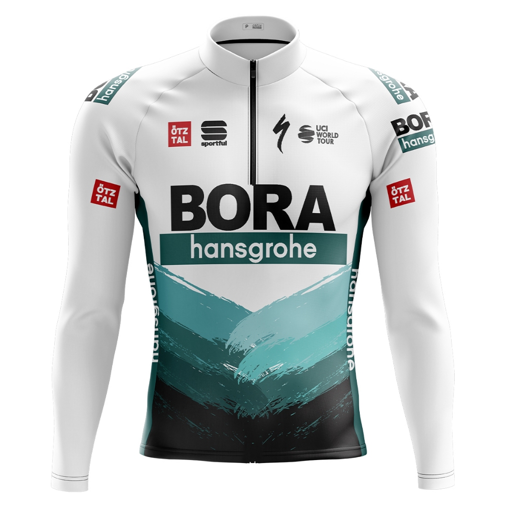 Camisa Ciclismo Masculina Dry Fit Manga Longa Pro Tour Branca Uv 50+