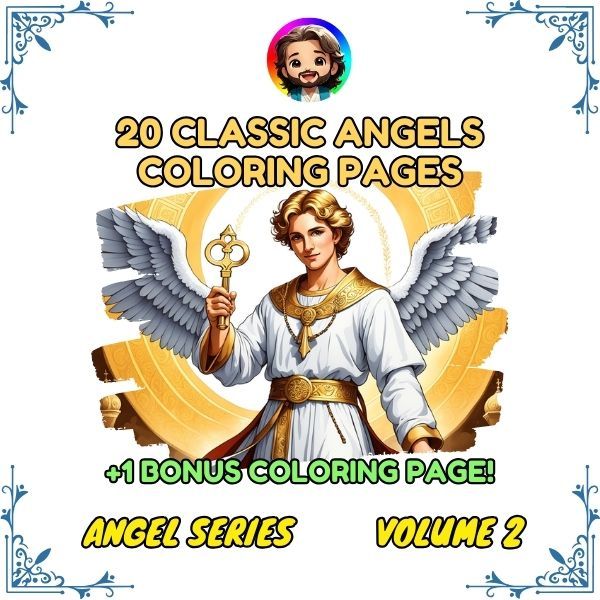 20 classic angels coloring pages (Classic Style drawings)