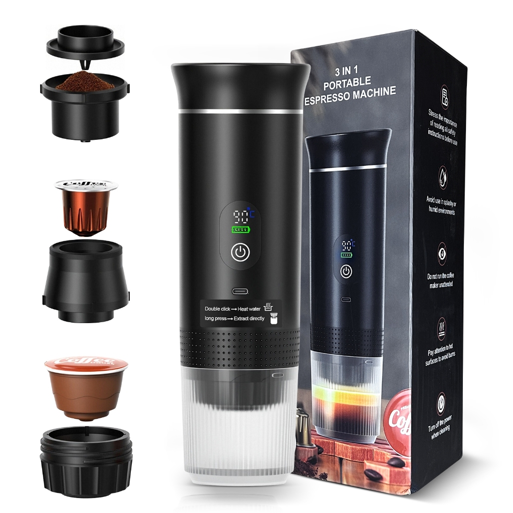 Nova Cafeteira Elétrica Portátil 3 em 1 Esquenta Água Café Espresso