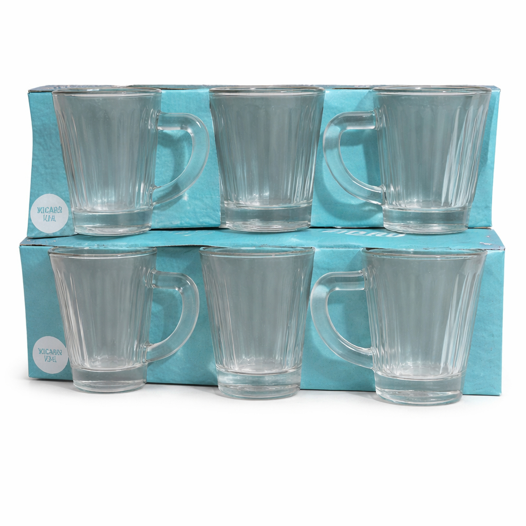 Jogo 6 Xícaras Café 70ml - Mini Xícara Espresso Coffee Vidro Resistente Lavável