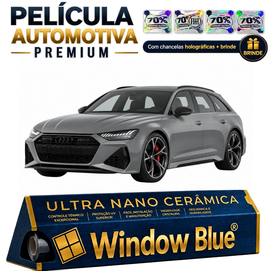 Película Ultra Nano Window Blue AUDI RS6 WAGON 2020 até 2025 - Ultra Nano Cerâmica Térmica
