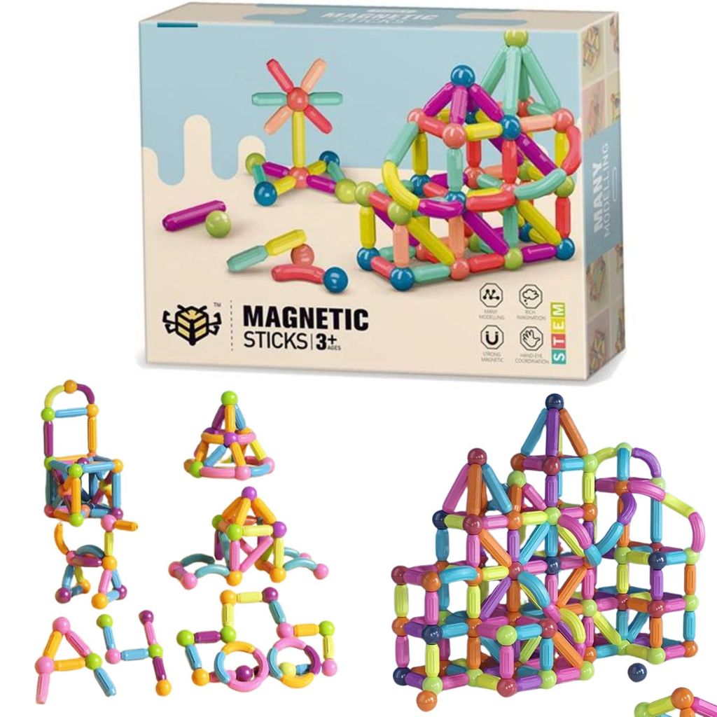 Magnetic Stick Building Blocks Jogo Ímãs Conjunto 76 Peças