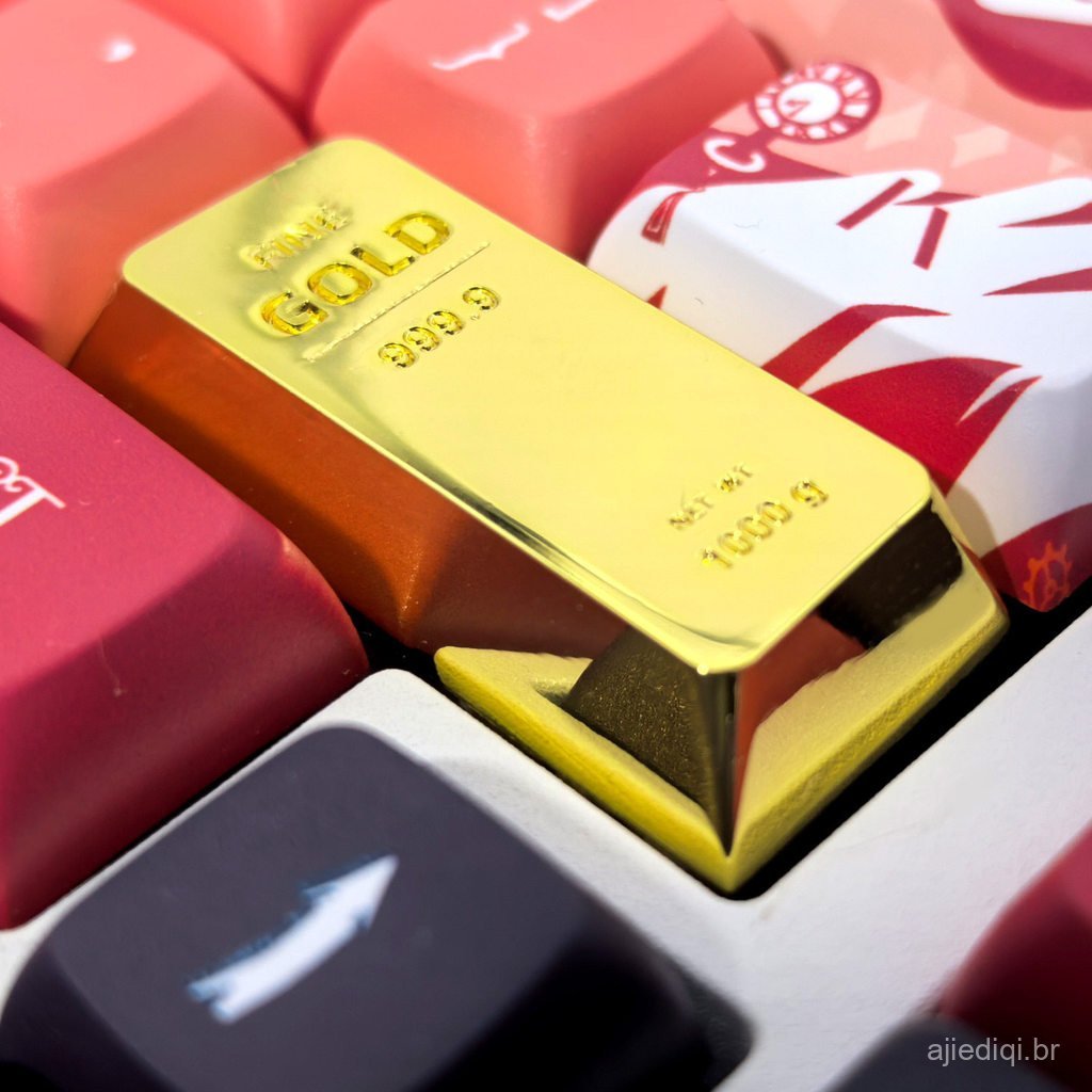 Tecla Enter de teclado 2.25u, cor dourada, liga de zinco, keycap mecânico personalizado de 10g para esc/wasd, metal SHQG