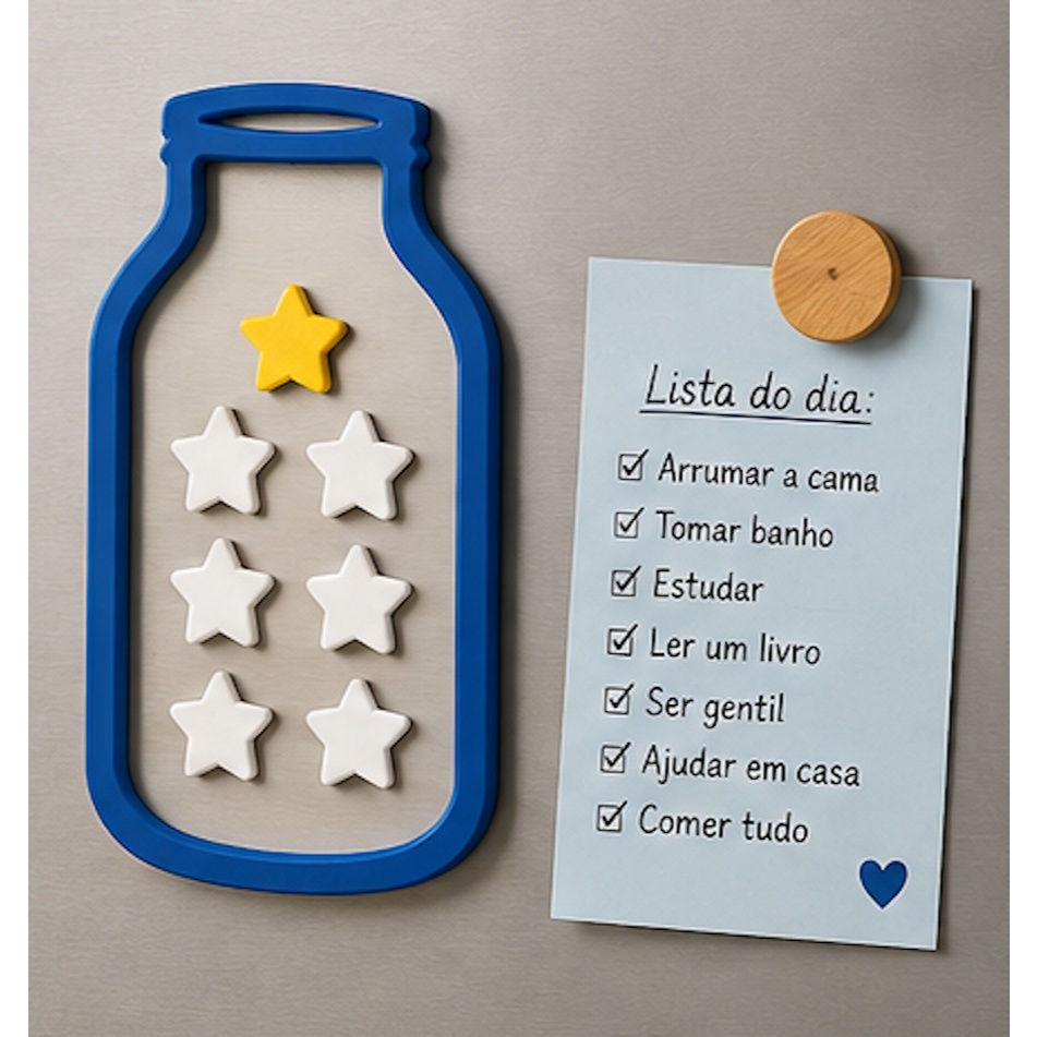 Quadro De Recompensa Infantil Pote Com 7 Estrelas