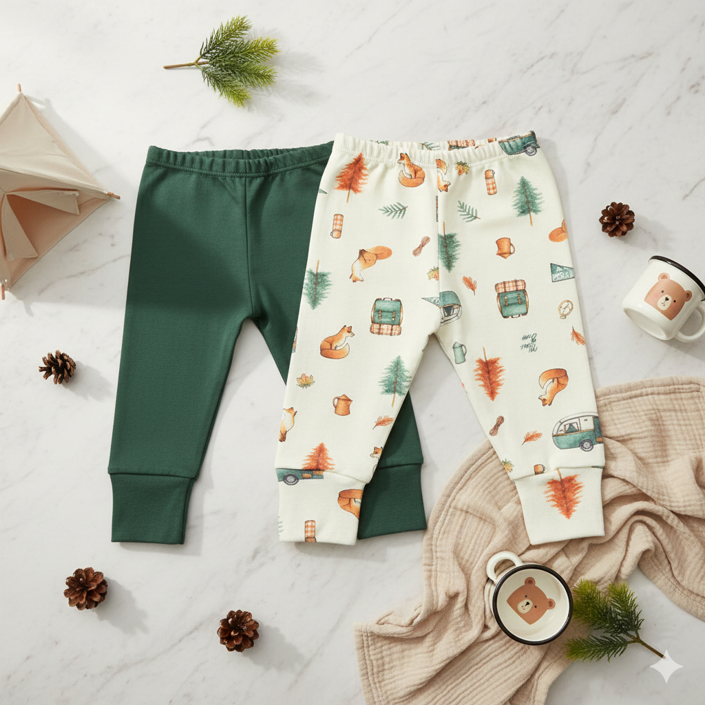 Pack 2 Unidades - Calça (Mijão) em Algodão Egípcio para Recém-nascido e Bebê - Mini Bear
