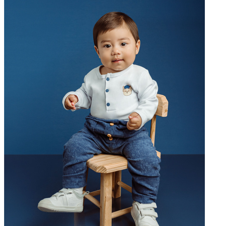 Conjunto Body  Manga Longa em Algodão Egípcio Com Calça - Mini Bear