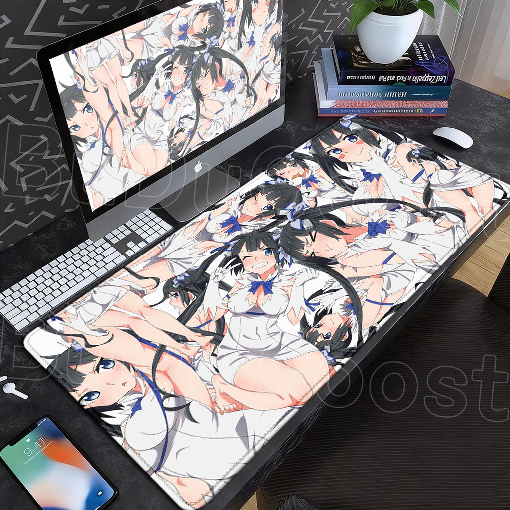 É Errado Tentar Pegar Meninas Em Uma Masmorra Kawaii Menina Hestia Mouse Pad XXL Estendido Anime Tapete De Mesa Antiderr