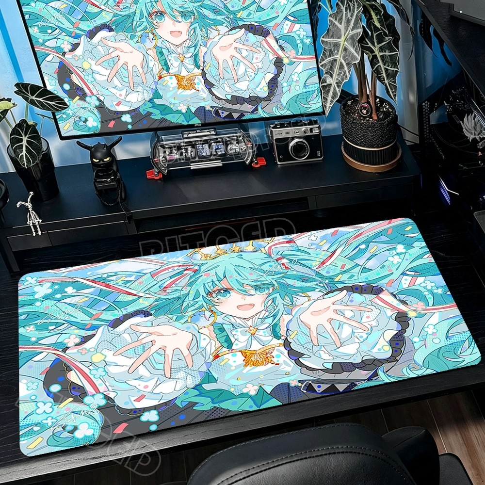 Anime Menina Hatsune Miku Grande Mousepad Kawaii Dos Desenhos Animados Mouse Pad Laptops Escritório Antiderrapante Longo