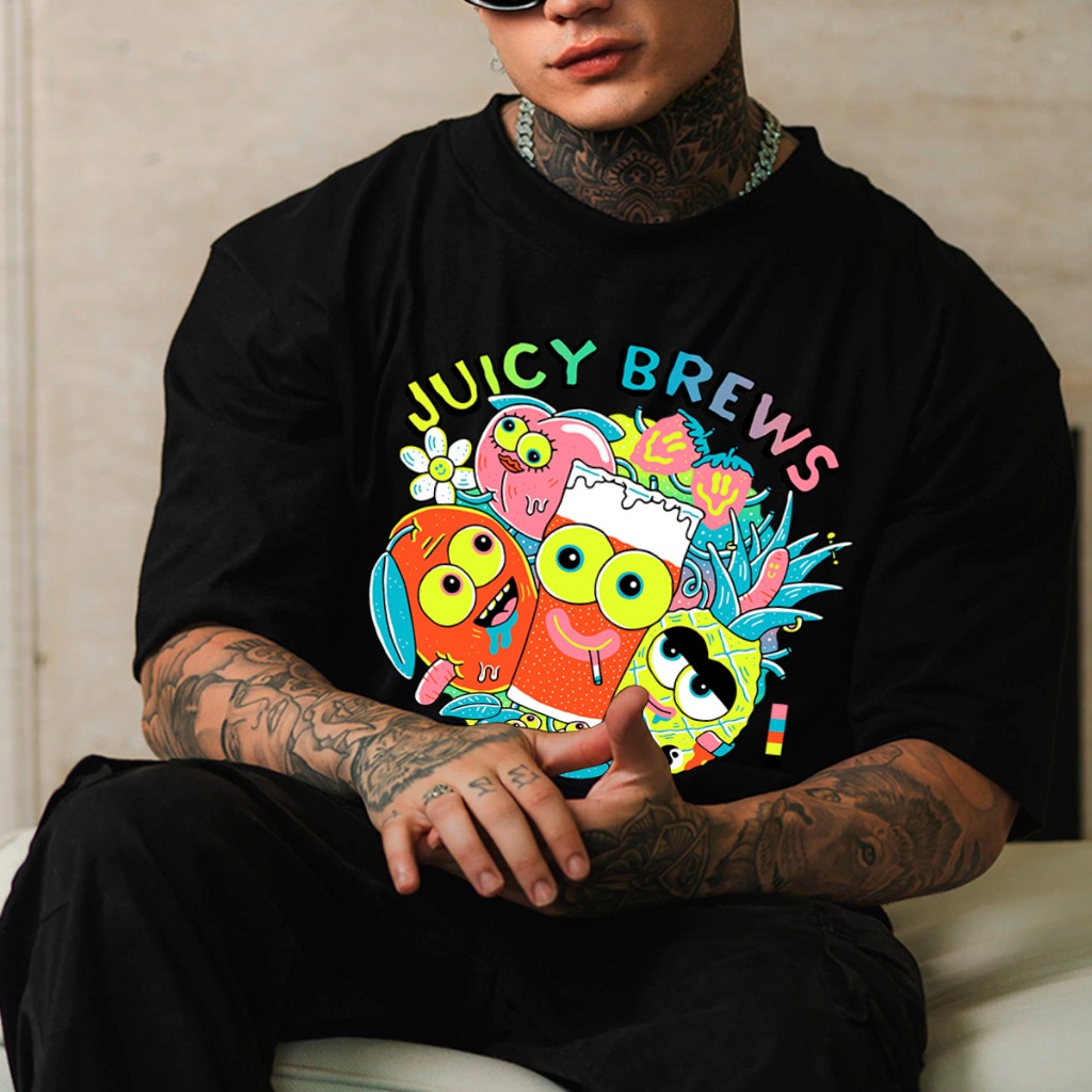 Camiseta Oversized Camisa StreetWear Juice Brews Fruits Envio Imediato Malhão Premium OVER-309
