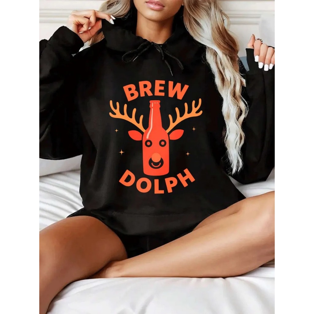 Moletom Canguru Estampa Brew Dolph Casaco de Frio Blusa Algodão Confortável Feminino Unissex Academia Passeio