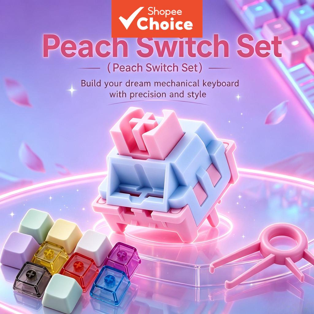 Interruptor Peach Switch Silencioso Linear 5 Pinos Hot Swap à Prova de Poeira Teclado Mecânico Personalizado para