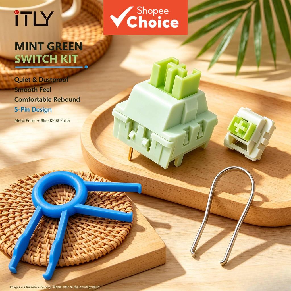 ITLY 5Pin Troca a Quente Mint Green Linear Switch Mecânico À Prova de Poeira Carcaça Creme Para Kit Teclado