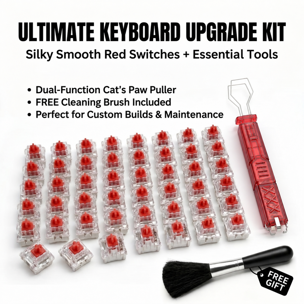 Kit de 200-1000 Peças de Teclado Mecânico com Switch Vermelho Kit 90 Peças de Switches Vermelhos Lineares MX de 3 Pinos