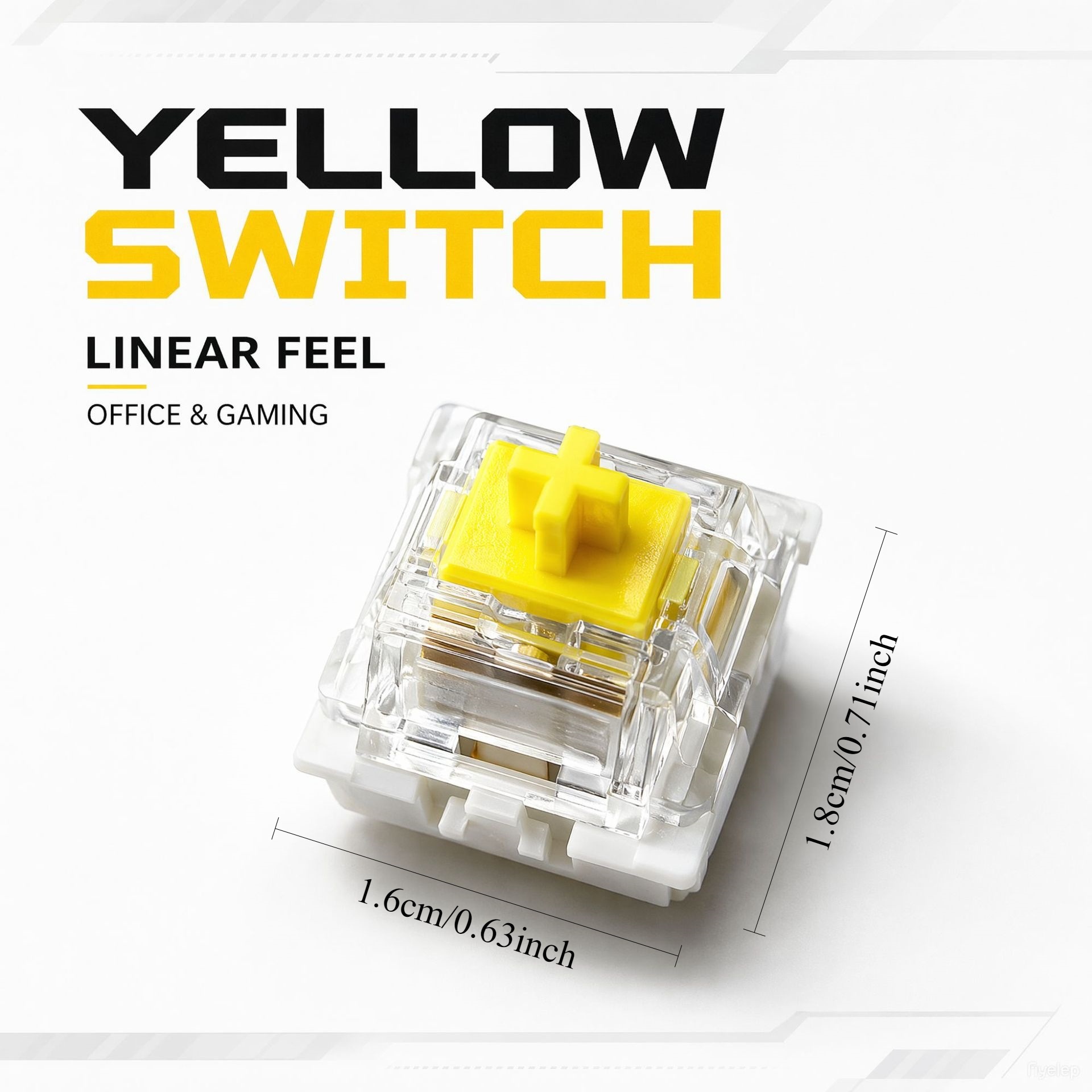 Teclado Mecânico com Switch Linear Amarelo, Força de Atuação de 50g, Curso Total de 4mm, Compatível com MX, 3/5 Pinos,