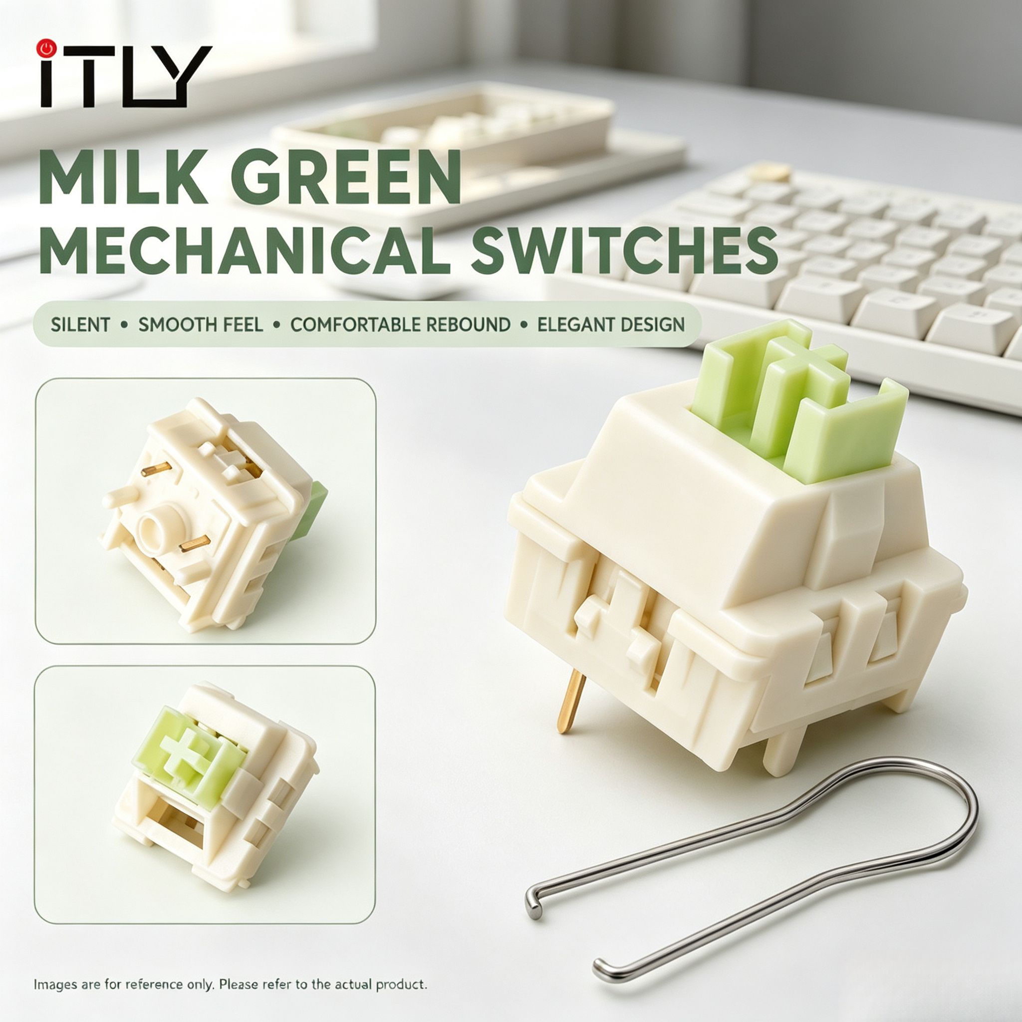 Milk Green Linear Switch 5 Pinos Interruptor Mecânico Hot Swap Acessórios para Teclado Personalizado Grátis Puxador de