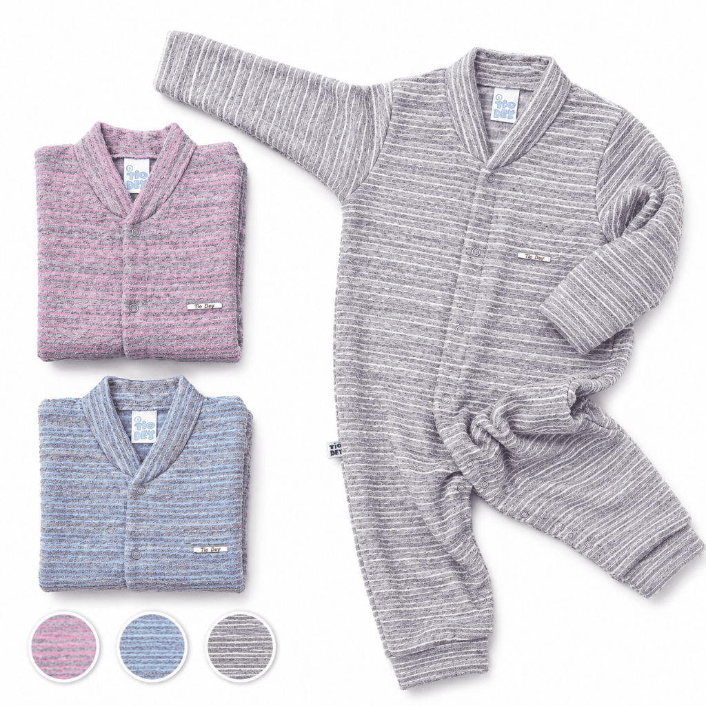 Macacão Pijama Loungewear Plush Peluciado Quentinho Inverno Listrado Longo Bebê 1-3 Anos