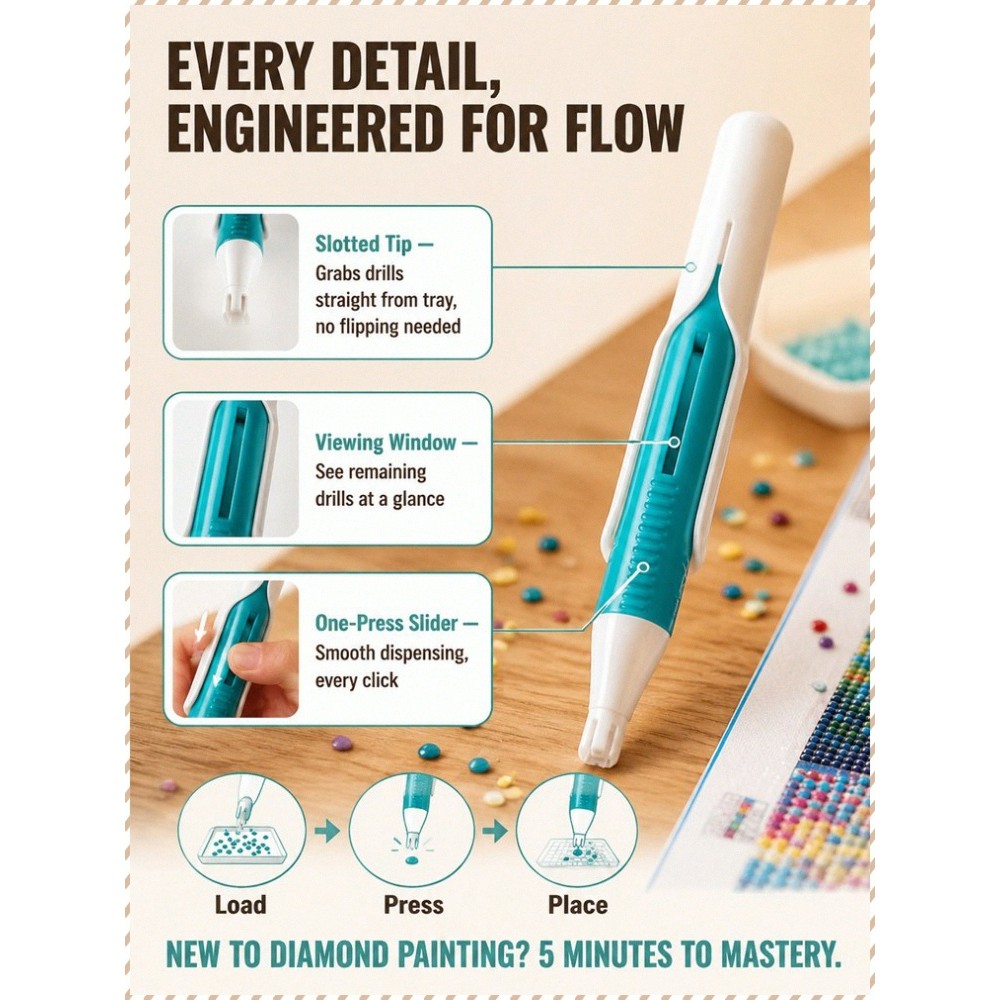[Sem Cera] Hot Diamond Painting Pen/Automatic Point Drill Tool/Caneta De Ponto/Para Artesanato/DIY Fácil