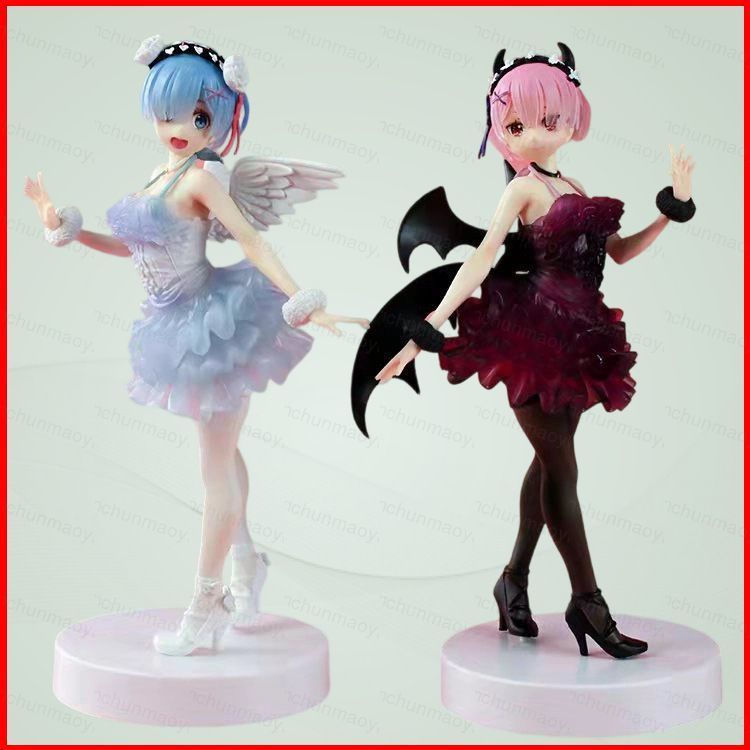 DC1 Re:Life Em Um Mundo Diferente Do zero Rem Ram Angel Demon Theme Anime Action Figure Ornament
