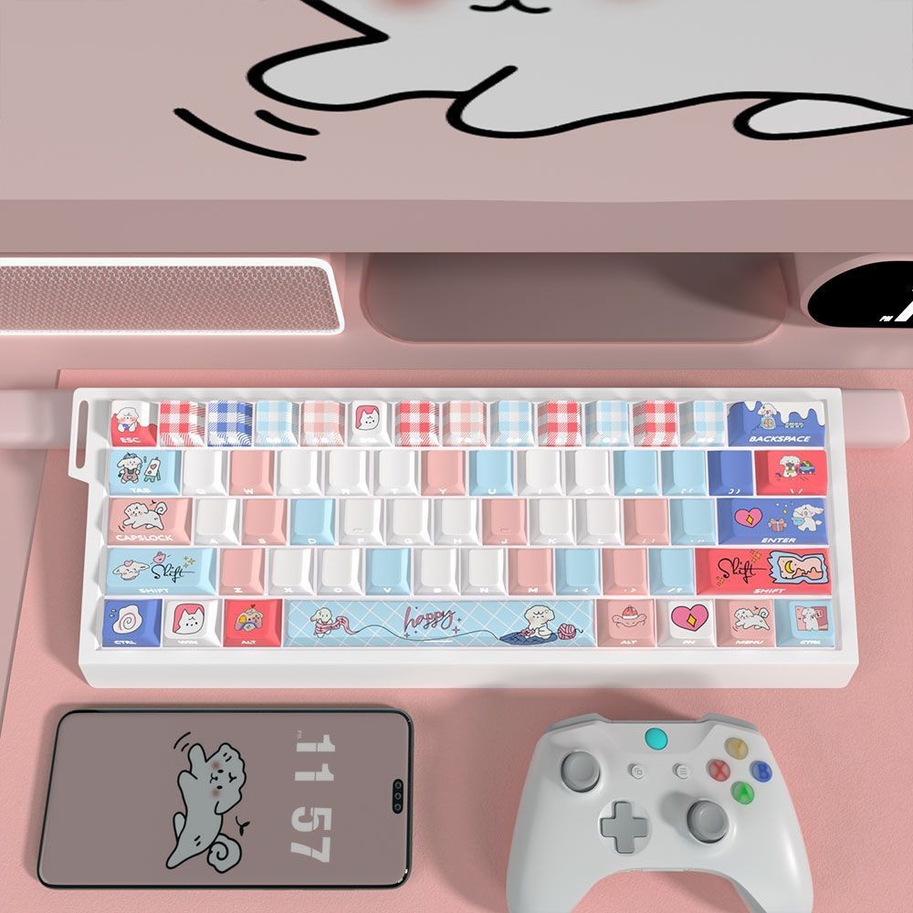 Restoring Milk Theme 140 Teclas Shine-Through Cherry Profile Double-Shot PBT Keycap
