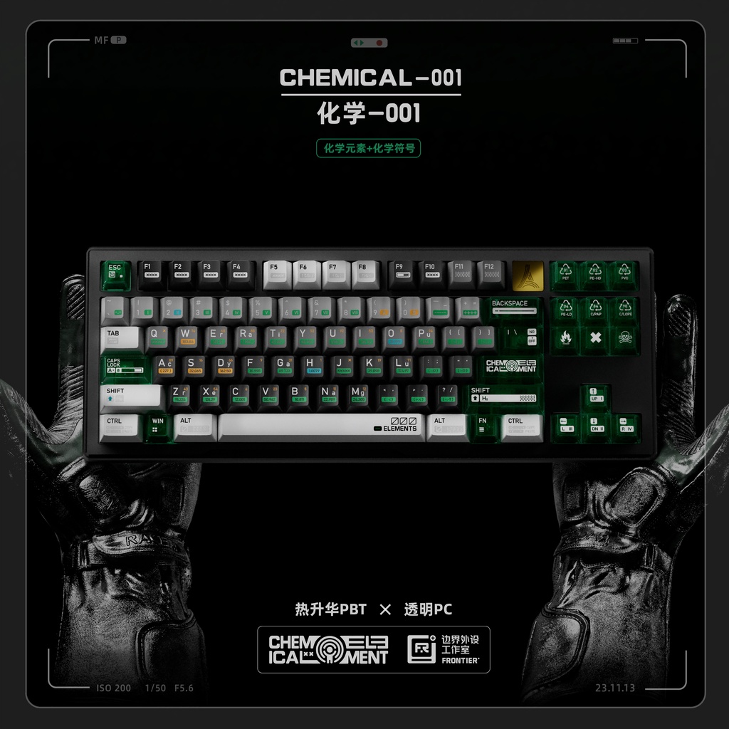 [Border genuíno] Chemical 001 Keycap Theme 173 Chave Original Fábrica de Alta Espessura PBT Sublimação + Keycap Transpar