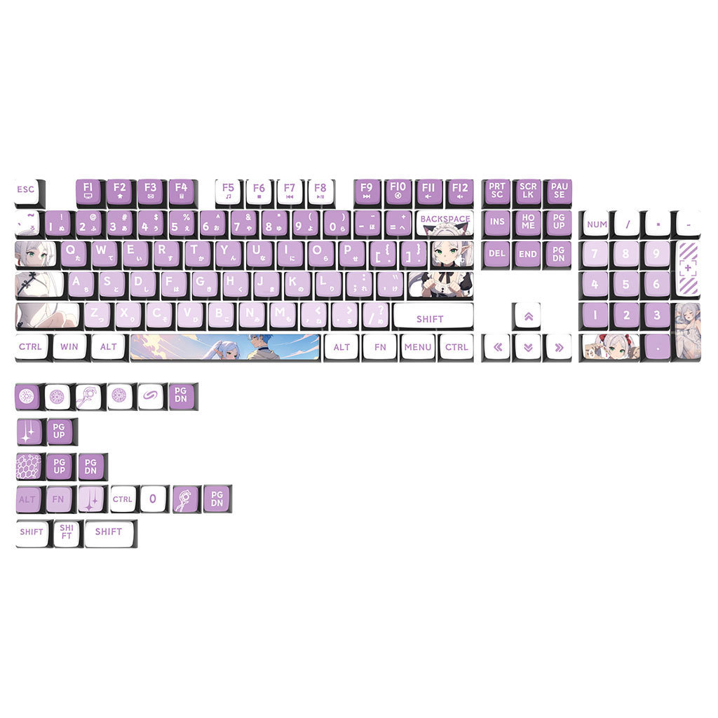 [Estoque pronto] Fleurine Theme Keycap Teclado Mecânico SA Altura Quatro Lados Transparente PBT Sublimação Artesanato WJ