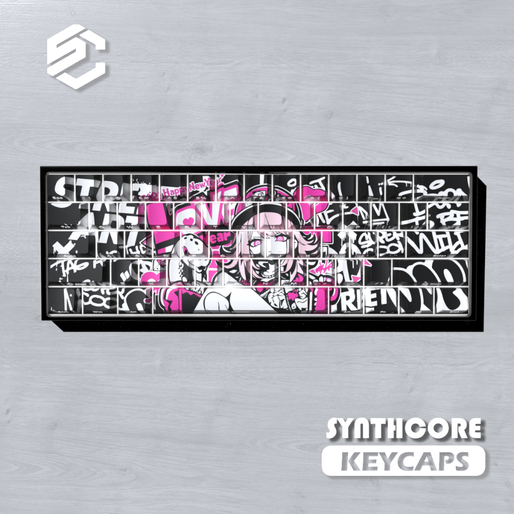 Graffiti Girl Theme Keycap Side Gravado Translúcido PBT Teclado Mecânico DIY Keycap