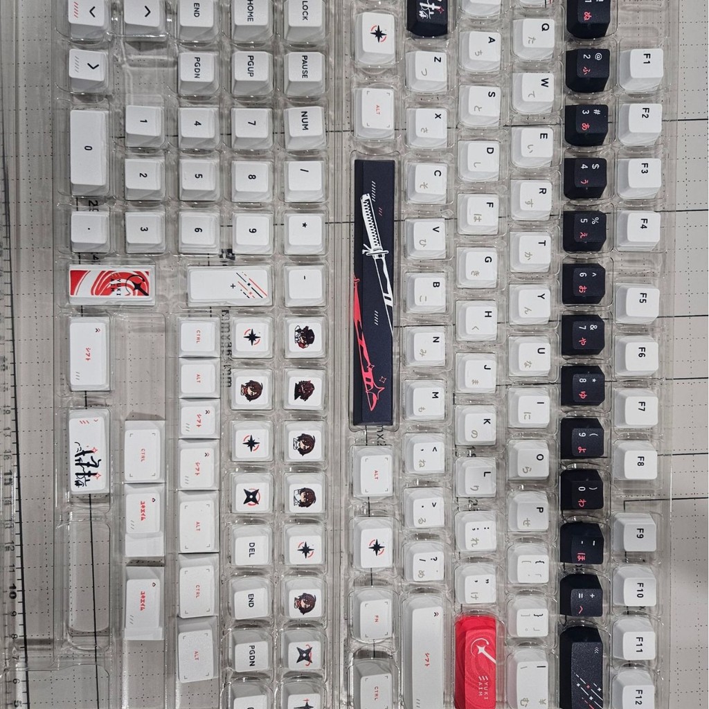 Yuki aim katana Compatível Com Teclado Wooting Cherry Profile Dye-Sub PBT Keycaps Conjunto Completo (134 Teclas)