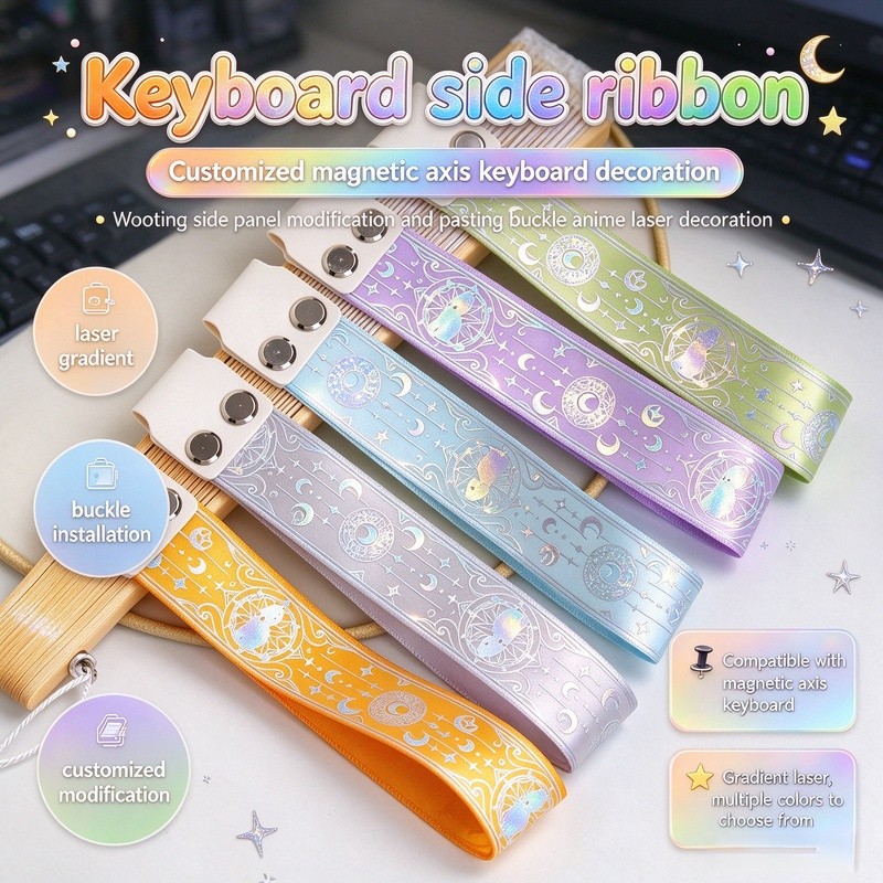 Streamer Lateral Do Teclado Para Wooting Magnético Personalizado Painel Mod Anime Design Holográfico Com Fivela Adesiva